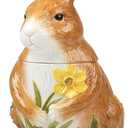 Certified International Easter Garden 3-D Bunny Cookie Jar, 64 Ounces, Multicolored