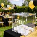 Clear Acrylic Card Box with Lock & Slot, DIY-Friendly Wedding Card Boxes for Reception Cash Gift Monetary Envelope, Elegant Gift Card Holder Box for Graduation Bridal Shower Party Table Decor