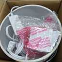 Modern White Small Table Lamp with Cotton Linen Shade, 10.4-inch LED Desk Light, One-Button Switch for Bedroom, Living Room, Nightstand, Includes Warm Light Bulb