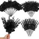 Giegxin 90 Pcs 3 Kinds Mixed Eucalyptus Leaves Stems Bulk Artificial Silver Dollar Leaves Picks Dried Eucalyptus Bundle Faux Spray for Wedding Vase Bouquet Floral Arrangement (Black)