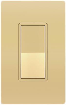 ENERLITES Elite Series Decorator Switch with Screwless Wall Plate, Paddle Light Switch, 3-Way or Single Pole, 3 Wire, Grounding Screw, Residential Grade, 15A 120V, UL listed, 93150-GDWP