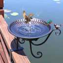 HLQMFHT Solar Bird Bath,Deck Bird Bath with Solar Fountain,Metal Bird Bath Bubbler,Deck Mounted Bird Bath,Adjustable Sturdy Balcony Bird Bath,Patio Garden DecorBronze