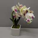 Faux Orchid in Vase Tall Artificial Orchid in Ceramic Vase Tall Silk Orchids with Stems Real Look Potted Fake Phalaenopsis Arrangement Centerpiece Table Decorations for Home Decor Indoor, White