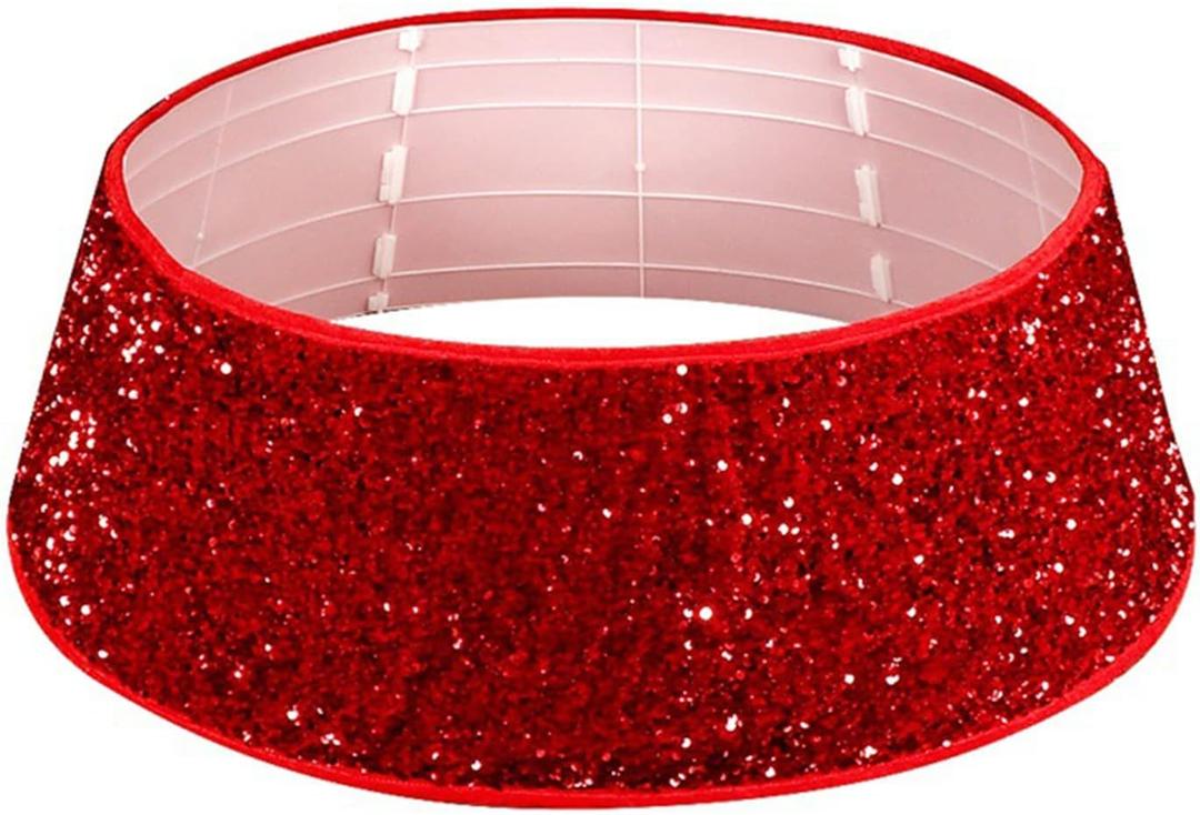 Red Beaded Christmas Tree Skirt Soft Reusable Christmas Sequin Tree Skirt Christmas Tree Bottom Decoration for Indoor Outdoor Christmas Party Decorations(#1)