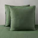ATLINIA Linen Pillow Cases Euro Sham - 26 x 26 Inch Bed Pillow Protector Cover Set of 2 Bedding Cooling Neutral Pillowcase Shams Green