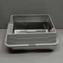 Stainless Steel Cat Litter Box, Odor Free Metal Litter Box with High Sides Lid, Open Top Low Entry Litter Pan Include Scoop Easy Cleaning Anti-Scratch Kitty Cat Box Anti-Urine Leakage, Non-Sticky, M (Light Grey(17.5 in))