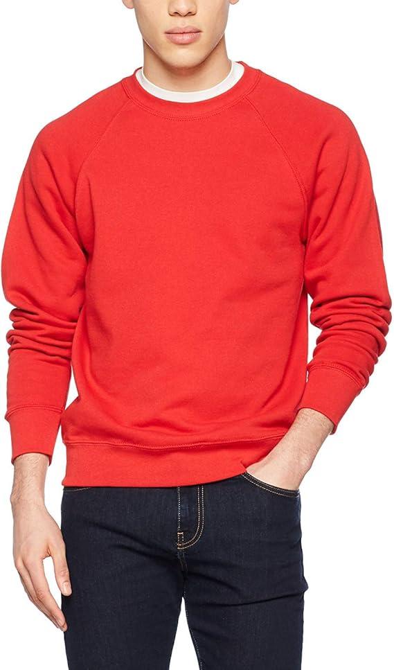 Fruit of the Loom Mens Lightweight Raglan Sweatshirt
 XL ( red )