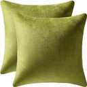 DEZENE Couch Pillow Cases 18x18 Chartreuse: 2 Pack Cozy Soft Velvet Square Throw Pillow Covers for Farmhouse Home Decor