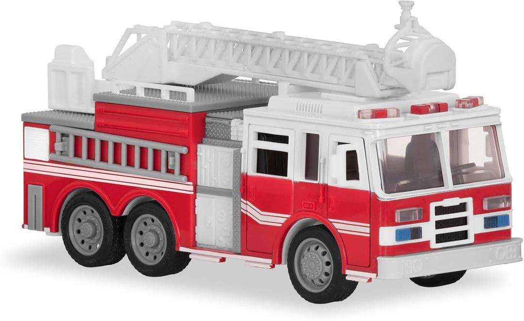 Driven by Battat  7-Inch Fire Truck Toy with Lights & Sounds, Movable Parts, Construction Vehicle for Boys & Girls, Durable Design, Realistic Details, Perfect Gift 3+ Years Toy for Kids