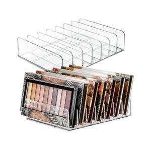 2 Pack Acrylic Eyeshadow Makeup Palette Organizer: Makeup Organizer for Drawer - 7-Section Cosmetic Display Case for Bathroom Vanity Countertop - Clear Cosmetic Organizer Storage Accessories