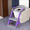 SKYROKU 8868 Potty Training Seat with Step Stool - Adjustable Height, Non-Slip, Splash-Proof, Foldable 2-in-1 Toddler Potty Seat with Armrests and Replaceable Cushion - Fits Most Toilets (Purple)