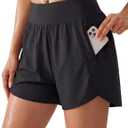 BMJL Womens Athletic Shorts 5" High Waisted Light Weight Workout Running Gym Activewear with 2 Zipper Pockets Quick Dry (Medium)