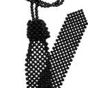 Pearl Neck Tie for Women Bolo Ties for Girls with Artificial Beaded Accessories for Party Shirt Dress (Black)