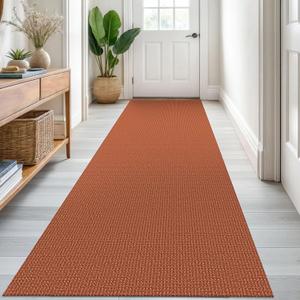 KOZYFLY Runners for Hallways 3x8 ft Washable Kitchen Runner Non Slip Rubber Backed Hall Runners Cotton Entryway Runner Rugs Floor Carpet for Indoor Backdoor Bedroom Kitchen, Orange/Tan