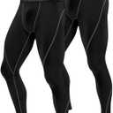 Roadbox 1, 2 or 3 Pack Men's Compression Pants Athletic Base Layer Cycling Tights Leggings for Running Yoga Basketball, L