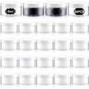 Dandat 24 Pcs 8 oz Plastic Jar Container with Lid and Label Refillable Empty Round Clear with White PET Cosmetic Sample Slime Containers for Lotion, Cream, Ointment, Body Butter, Makeup Travel Storage