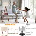 LEPOWER Tripod Floor Lamp, Mid Century Wood Standing Lamp, Modern Design Shelf Floor Lamp for Living Room, Bedroom, Office, Flaxen Linen Shade with E26 Base Brown