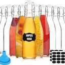 16 oz Flip Top Glass Bottle, 10 Pack Swing Top Glass Bottles, Clear Glass Beer Bottles for Home Brewing, Carbonated Drinks, Kombucha, Mead Kefir, Wine and Juice (500ML)