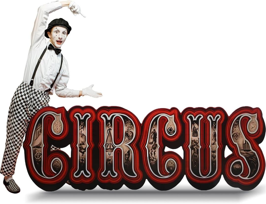 Bucherry 7.7ft Vintage Carnival Circus Letter Cardboard Cutout Stand up Life Size Carnival Circus Themed Party Decoration Backdrop Photo Props Standup for Theme Party Supply
