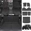 powoq Floor Mat Compatible with 2015-2024 Ford Edge Cargo Liner Backrest Mat TPE Trunk Mat Liner (Only Fit 5-Seater) Replacement for 2015-2024 Ford Edge Accessories (Trunk Mat+Backrest Mat+Floor Mat)