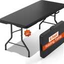 6FT Folding Table with Carrying Handle: Upgrade Thickened Heavy Duty Portable Foldable Table | Perfect Plastic Tables for Party, Dining, Wedding, Events, Picnic Indoor, Outdoor, Camping, Utility Black