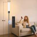 luckystyle RGBICW Floor Lamp, 1500Lumen Smart Floor Lamps with Music Sync and 16 Million DIY Colors, Dimmable Modern Floor Lamps with Remote and Bluetooth APP Control LED Lamp for Bedroom Living Room