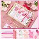 24 Sets Breast Cancer Awareness Gifts Breast Cancer Pens Bulk Pink Ribbon Ballpoint Pen with Inspirational Duck Supportive Greeting Cards Pink Ribbon Gifts for Women Survivor Party Supply