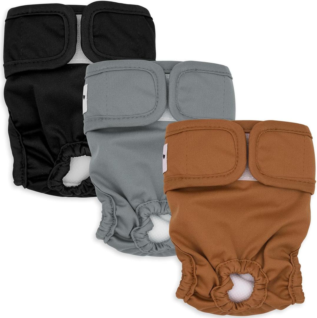 Washable Female Dog Diapers 3 Pack Premium Reusable Diapers for Dog in Heat - Highly Absorbent for Untrained Puppies, Dogs in Heat, Doggie Menstrual and Incontinence L - D