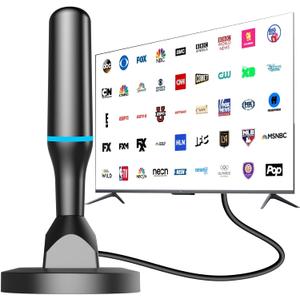 Indoor TV Antenna for Local Channels, Digital Antenna for Smart TV Indoor, 4K HDTV Antenna with Magnetic Base, 360 Reception, 8.2ft Cable, Long Range -Fit Any TVs with Built-in Tuner