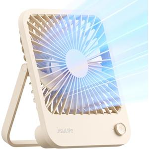 JISULIFE Desk Fan Battery Rechargeable, 4500mAh 180Foldable Portable Personal Fan, 4 Speeds Adjustable Long Battery-life for Home Office Travel Outdoor Gifts for Women Men-Brown