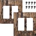 Outlet Covers Rustic Star Western Cowboy Wood 1 Gang Duplex Light Switch Cover Plate Decorative Wall Plates Electrical Switchplate Receptacle for Farmhouse Home Decor（2 Pack）