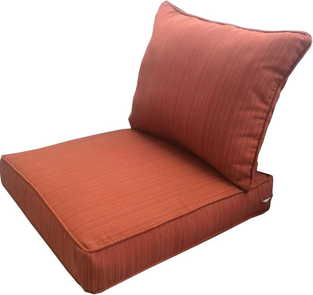 MEETHASUNY Outdoor Patio Furniture Replacement Cushions, 25X25X5 Inch Deep Seat Chair Seat Back Cushion Set, All Weather Breathable Sectional Cushions for Patio Furniture Couch Loveseat, Brick Red