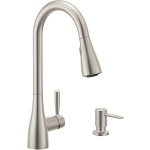 Moen Doherty Spot Resist Stainless Single Handle Pull-Down Kitchen Faucet with Power Clean and Reflex Docking System, 87260SRS