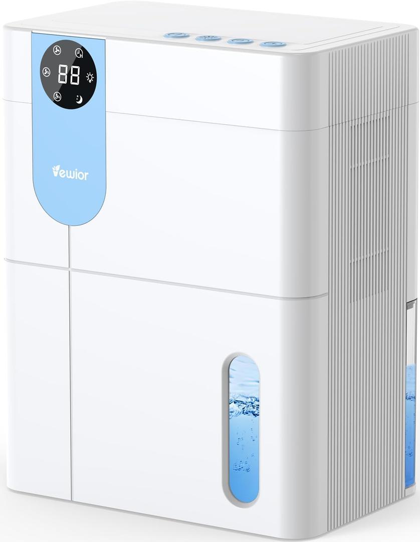 Dehumidifier, VEWIOR 152 OZ Dehumidifiers for Home, (900 sq.ft) Quiet Dehumidifier for Basement with Large Water Tank, Dehumidifiers for Bathroom Bedroom RV Closet with Auto Shut Off and Night Light (White)