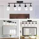 MELUCEE LED Ceiling Spotlight Kitchen Track Lighting Kits 5-Light Bathroom Vanity Light Black Wall Mounted Lamp with Flexibly Rotatable Light Heads, Built-in LED Chips, 5-Color Temperature Adjustable