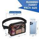 Clear Fanny Pack for Stadium Events Clear Belt Bag for Women Men for Concerts Sports Beach Hiking Cycling(Black)