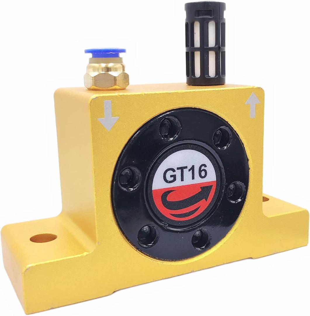 GT16 G 1/4'' Pneumatic Turbine Vibrators, Silent Golden Industrial Turbine Vibrator for hopper, Pneumatic Ball Vibrators With Silencer and Connector