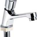 Water Saving Time Delay Faucet, Public Ktchen Bathroom Chrome Plated Self Closing Basin Sink Tap Water Saver Faucet for Home or Outdoor Single Cold