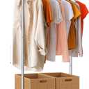 Clothes Rack for Hanging Clothes, Sturdy Stainless Steel Clothing Rack, Portable Garment Rack with Extendable Hanging Rod, Adjustable Rolling Coat Rack with AntiSlip Wheels for Home Conmercial Store