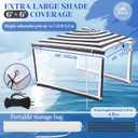 Briwooody Boat Umbrella Sun Shade with Sidewalls Kit 6' x 6' | Boat Sun Cover Anti-Ultraviolet, Adjustable Aluminum Pole to 8 Feet, with Ropes and Storage Bag, Fits Most Boats and Benches