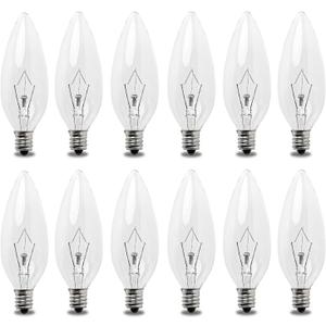 Seentech 12 Pack 25W 120V E12 Base B10 CTC Incandescent Light Bulbs, Transparent Candle Light Bulbs Perfect for Chandeliers, Ceiling Fan Lights, Pendants, Fireplace, Dimmable, Warm White 2700K