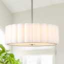 ALISADABOY Brushed Nickel Chandeliers for Dining Room Modern 19.68 Inch Fabric Chandelier Farmhouse 5 Light Drum Chandelier for Entryway Hallway Foyer Kitchen Island Stairway