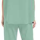 PrinStory Womens 2 Piece Lounge Sets Casual Outfits Pullover Top and Wide Leg Pants Matching Pjs Soft Pajamas Loungewear (L)