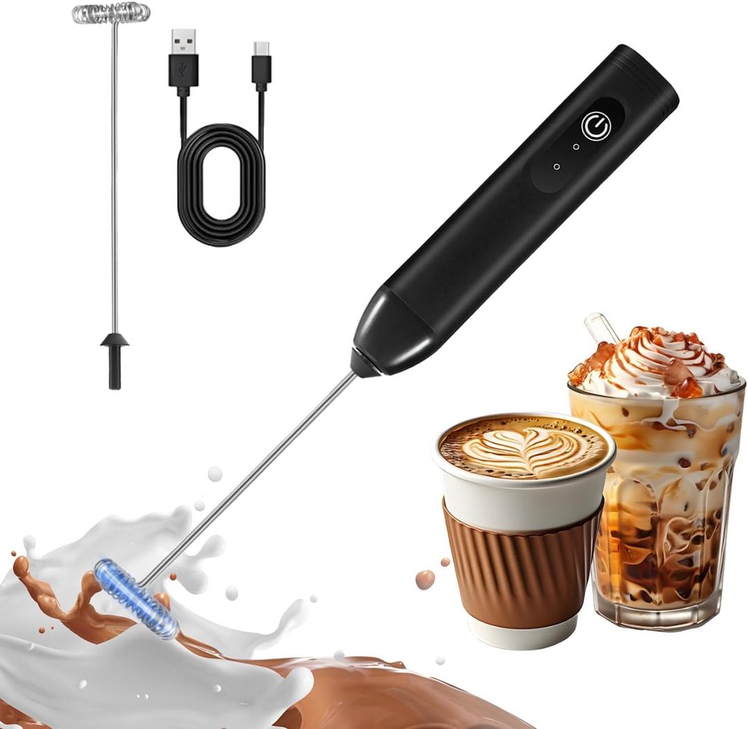 Mini Handheld Milk Frother with Stainless Steel WhiskPowerful Milk Frother WandMilk Foamer, Mini Mixer & Coffee Blender Frother for Frappe, Latte, Matcha, No Stand
