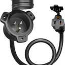 DEWENWILS 15 Amp RV Shore Power Inlet Socket, 125VAC AC Port Plug Integrated 18 Inch Waterproof Extension Cord, NEMA 5-15P to NEMA 5-15R, 14AWG SJTW Cord, Trailer Plug Boat Marine, ETL Listed