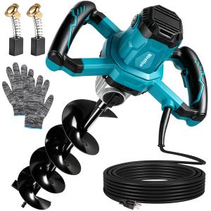 1500W Electric Post Hole Digger, Electric Post Hole,Heavy Duty Earth Auger with 6" Auger Drill Bit & 32.8FT Power Cord, Power Hole Digger Electric for Fence, Drilling, and Tree Planting.