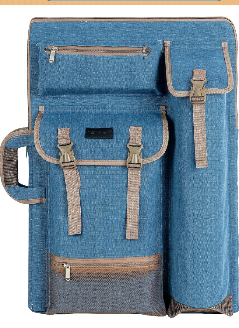 TRANSON Art Portfolio Case Artist Backpack Canvas Bag Large 26” x 19.5”