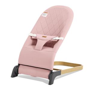 Foldable Baby Bouncer, Baby Seat with 3 Adjustable Heights, Portable Newborn Rocker, Ergonomic Bouncy Seat for Natural Bounce, Bouncer for Babies 0-6 Months, Soft Cotton (Pink)