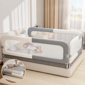 Bed Rail for Toddlers: Foldable & Stable - 78.74 x 78.74 x 59.06 Designed for Queen Size Beds - Bed Rail Guard with Steady U-Shape Base for Toddlers, Baby, Kids