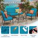 hyha Waterproof Outdoor Cushion Covers for Patio Furniture, Stretch Patio Chair Cushion Slipcovers, Coated UV Resistant Replacement Seat Covers, Solid Color (Teal, 4PC)